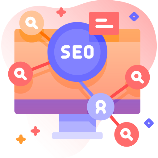 SEO illustration representing search strategy and link building.